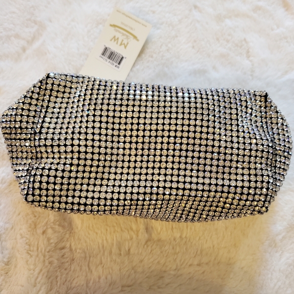 New Madison West Crystal Rhinestone Knotted Handle Handbag - Picture 10 of 14